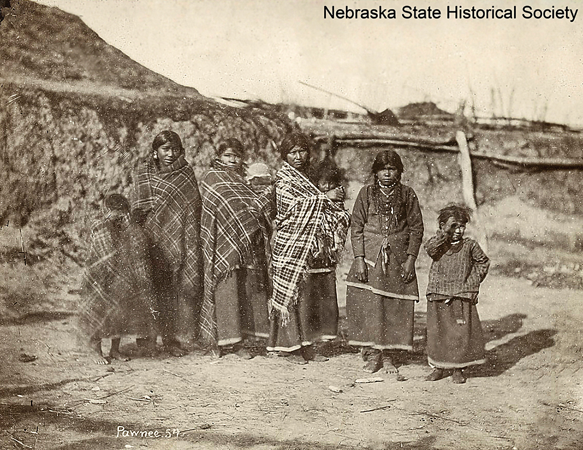 William H. Jackson photographed a group of young Pawnee women, circa 1870.