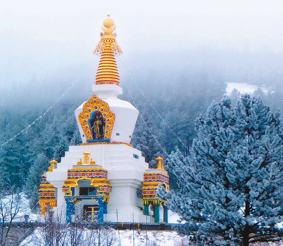 The Great Stupa of Dharmakaya Which Liberates Upon Seeing is a symbol of peace in the Colorado Rockies.